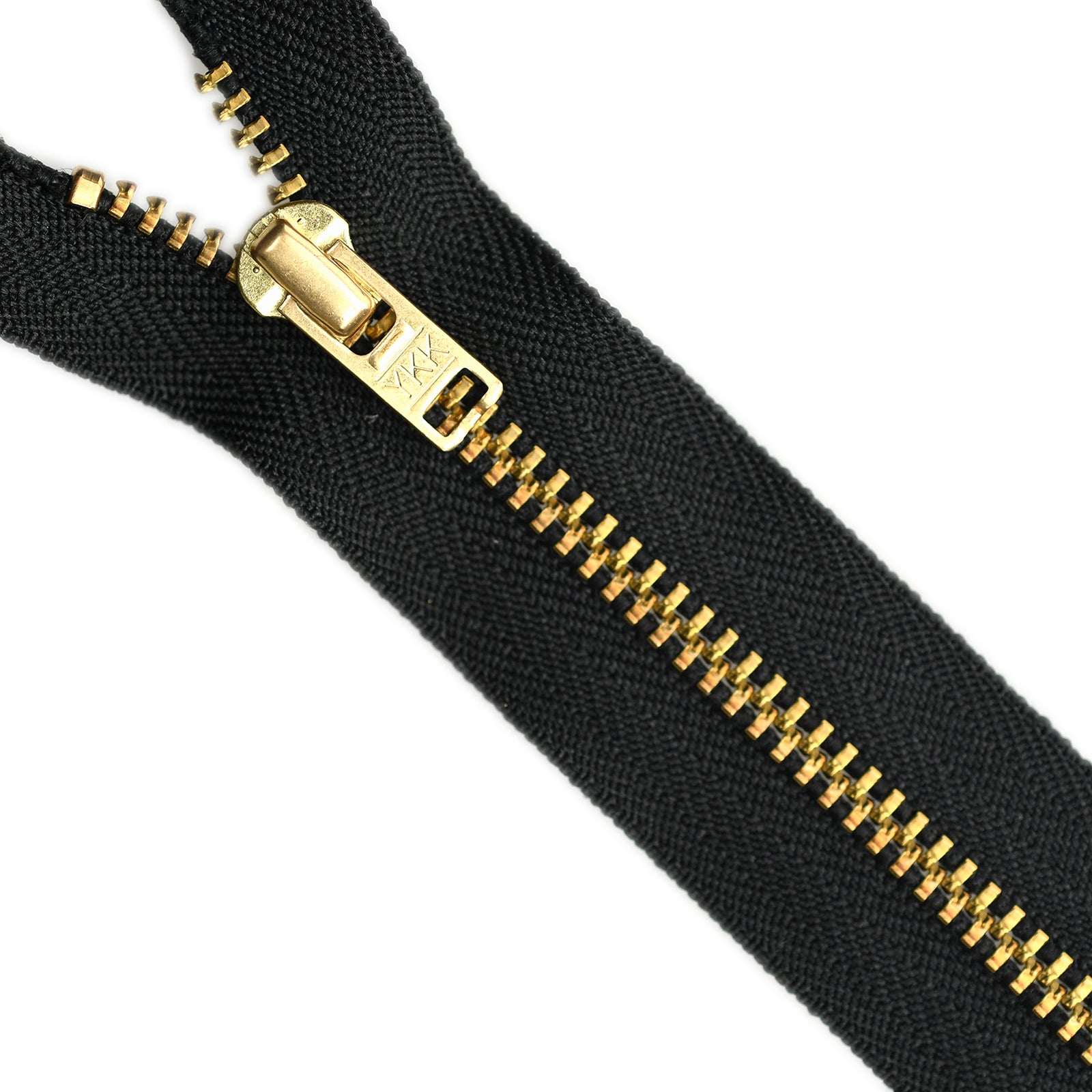 YKK metal zipper on white background