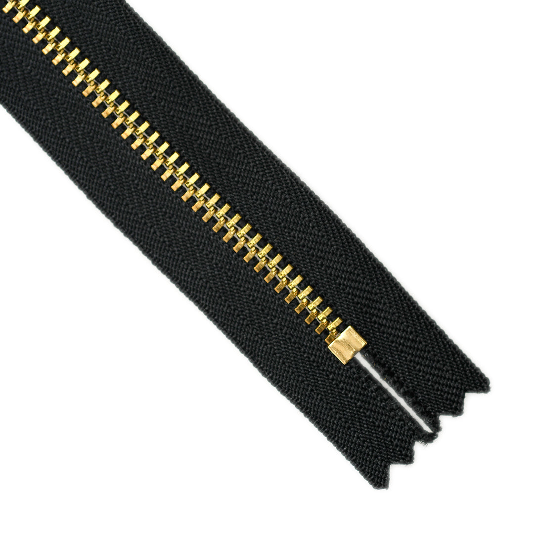 YKK metal zipper on white background