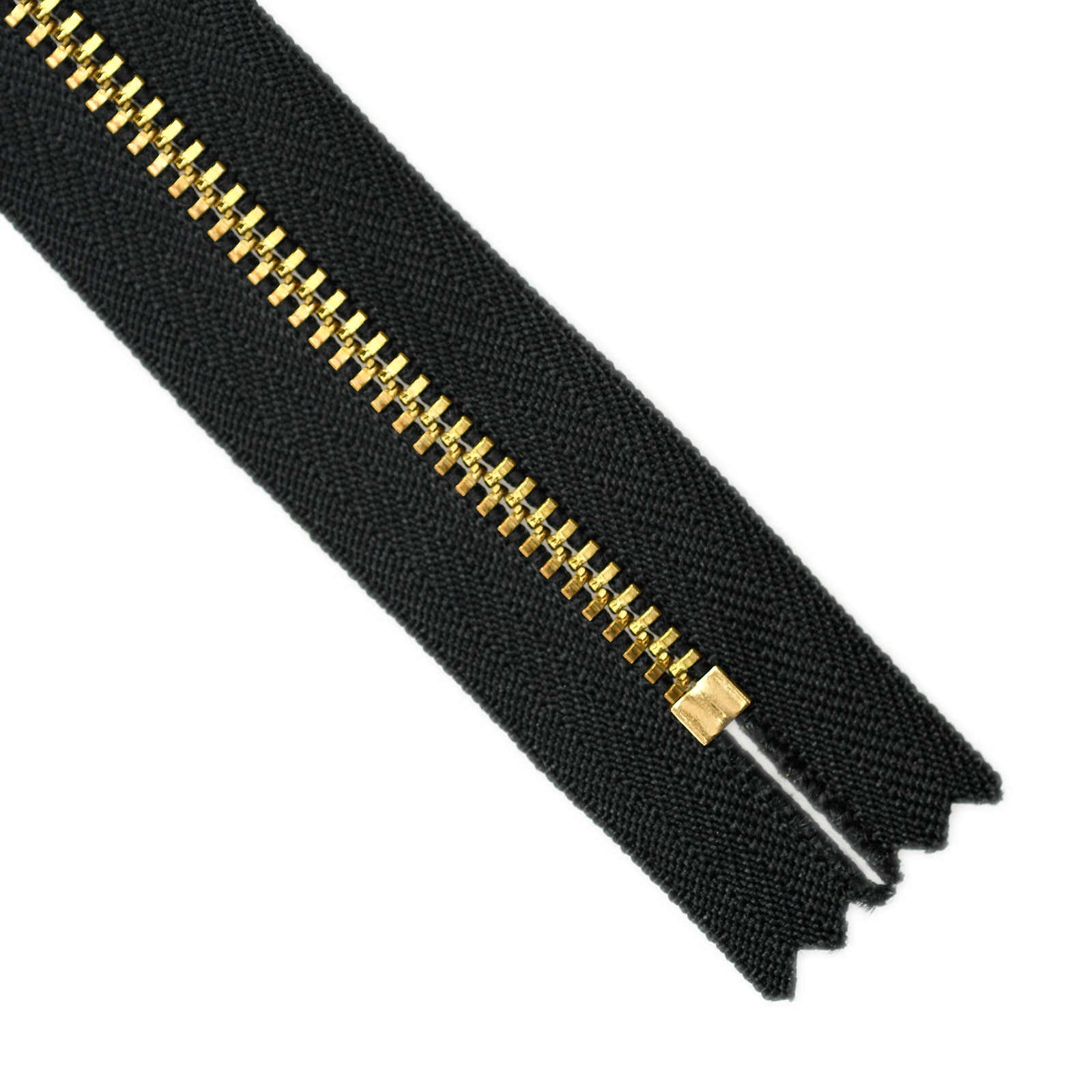 YKK metal zipper on white background
