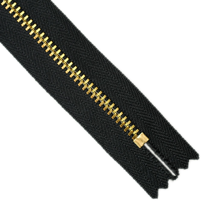 YKK metal zipper on white background
