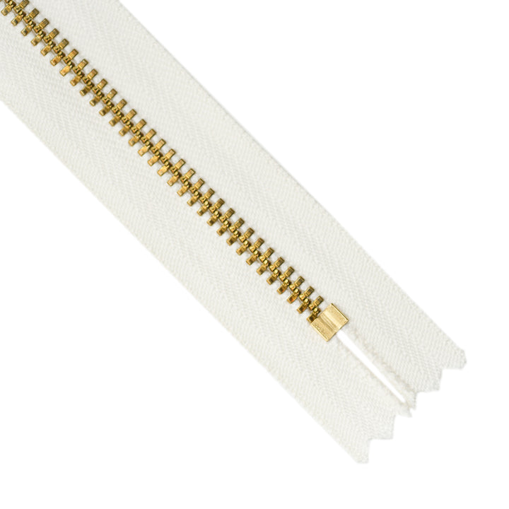 YKK metal zipper on white background