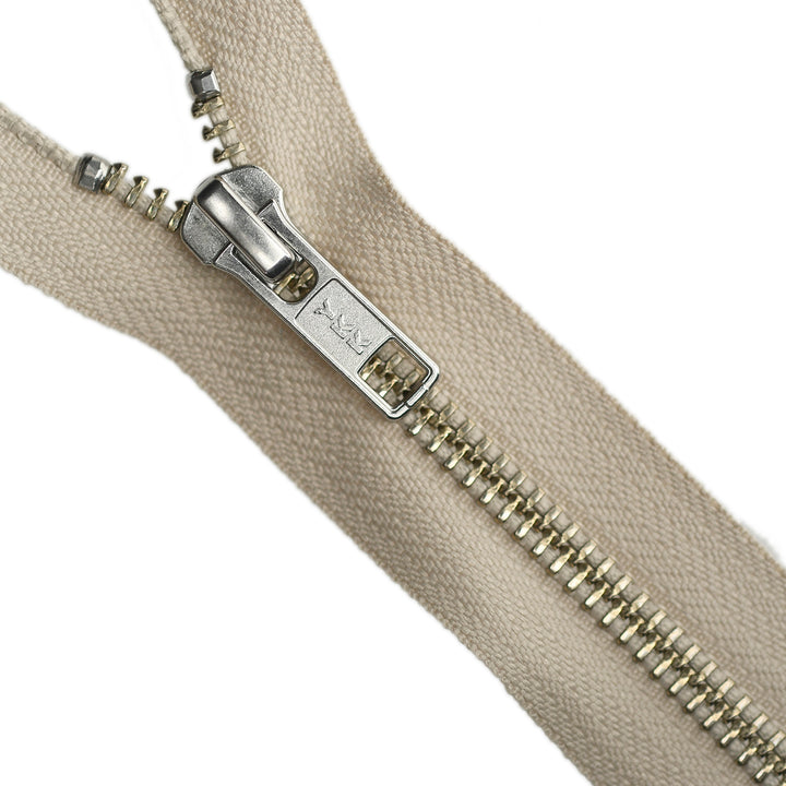 YKK Metal Zipper on White Background