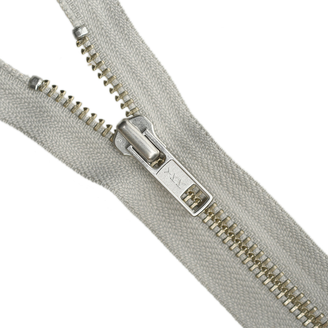 YKK Metal Zipper on White Background
