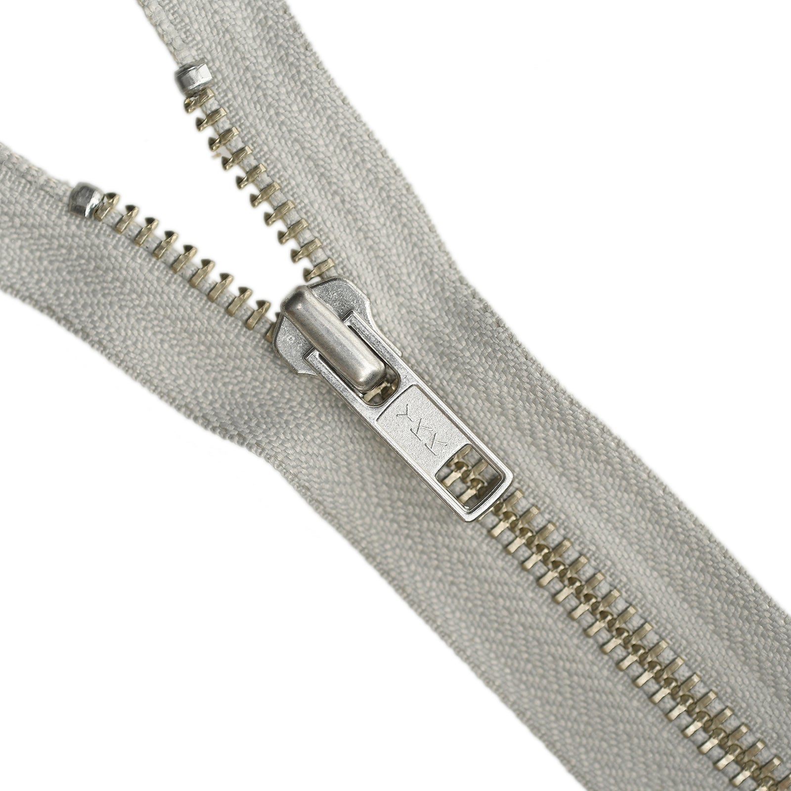 YKK Metal Zipper on White Background