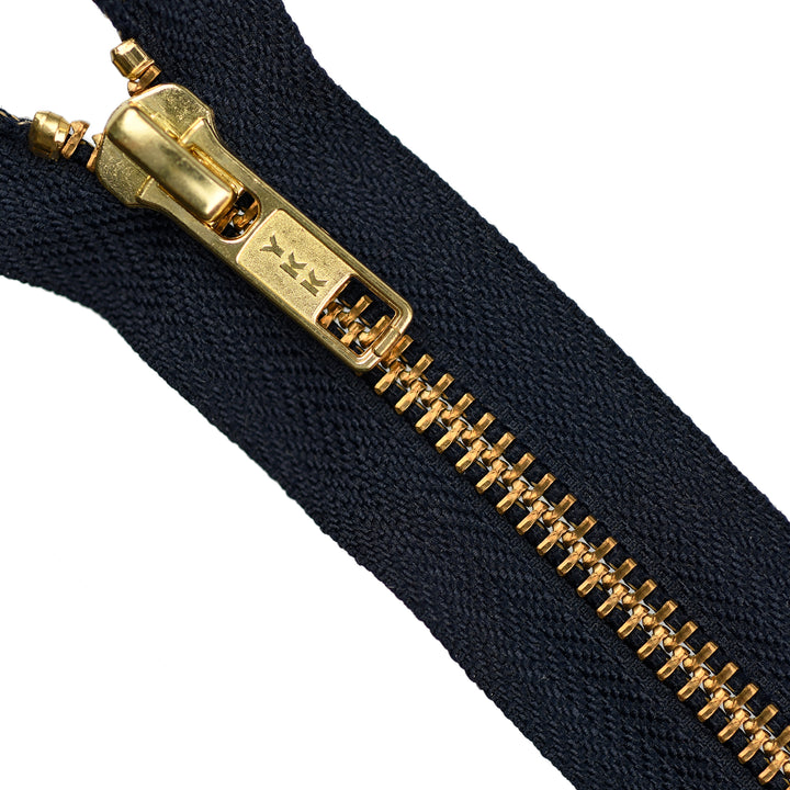 YKK METAL OPEN-END ZIP NO.5 GOLD COL 233 DARK NAVY