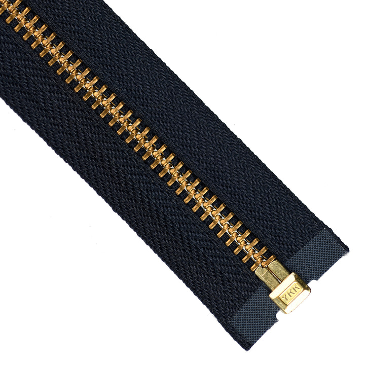 YKK METAL OPEN-END ZIP NO.5 GOLD COL 233 DARK NAVY