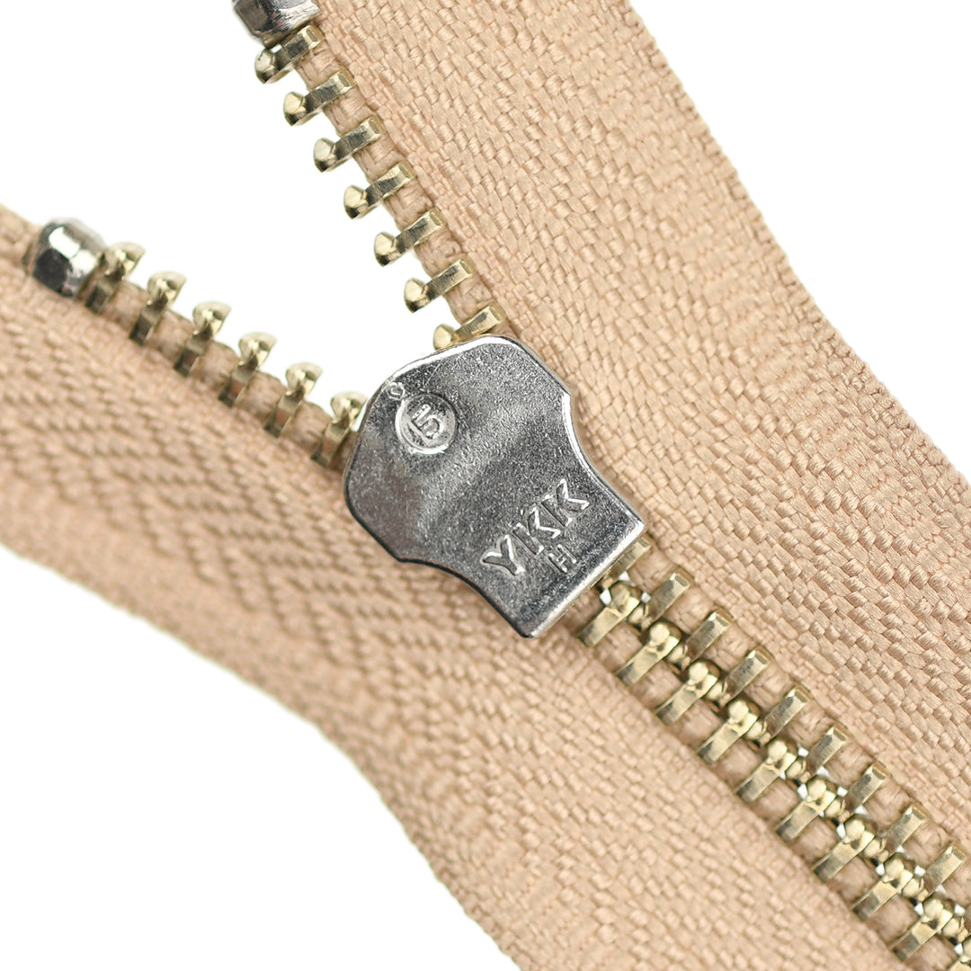 YKK METAL OPEN-END ZIP NO.5 NICKEL COL 573 BEIGE