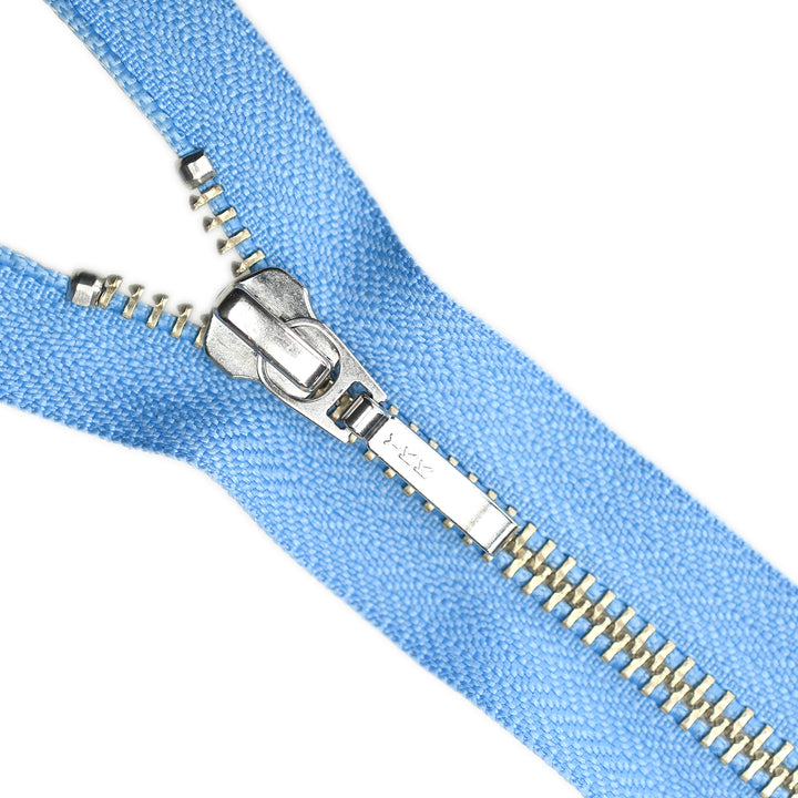 YKK METAL OPEN-END ZIP NO.5 NICKEL BOARD-PULL COL 144 HYACINTH BLUE