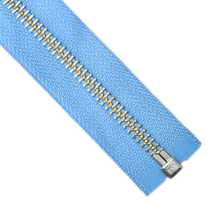 YKK METAL OPEN-END ZIP NO.5 NICKEL BOARD-PULL COL 144 HYACINTH BLUE