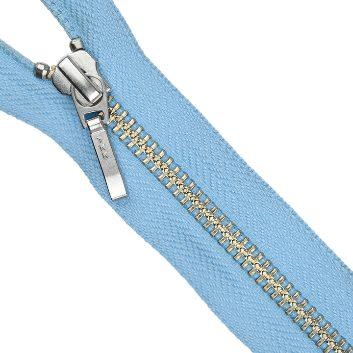 YKK METAL OPEN-END ZIP NO.5 NICKEL BOARD-PULL COL 546 LIGHT BLUE