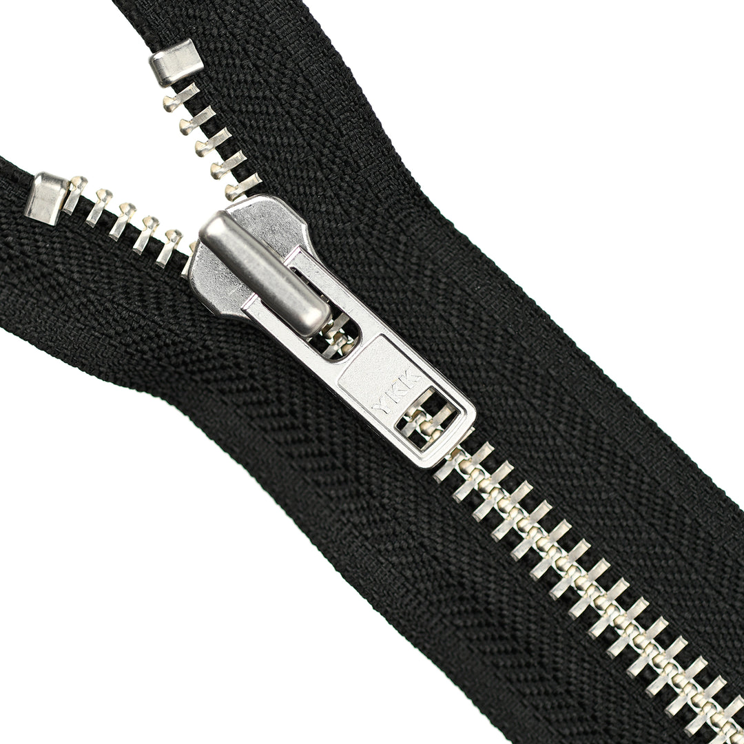 YKK METAL OPEN-END ZIP NO.8 NICKEL COL 580 BLACK