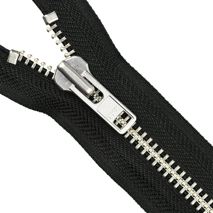 YKK METAL OPEN-END ZIP NO.8 NICKEL COL 580 BLACK