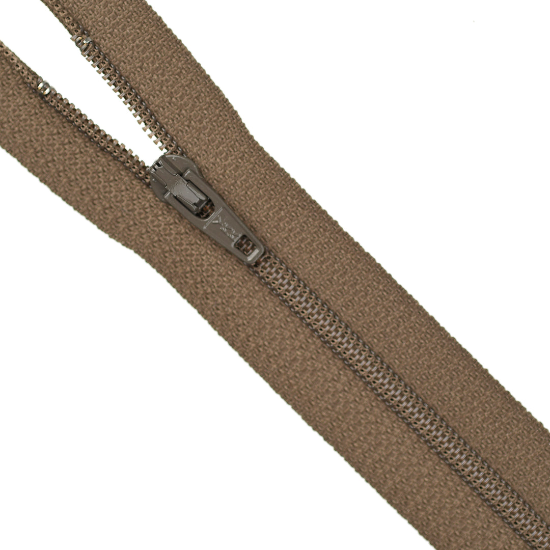 Brown zipper on a white background