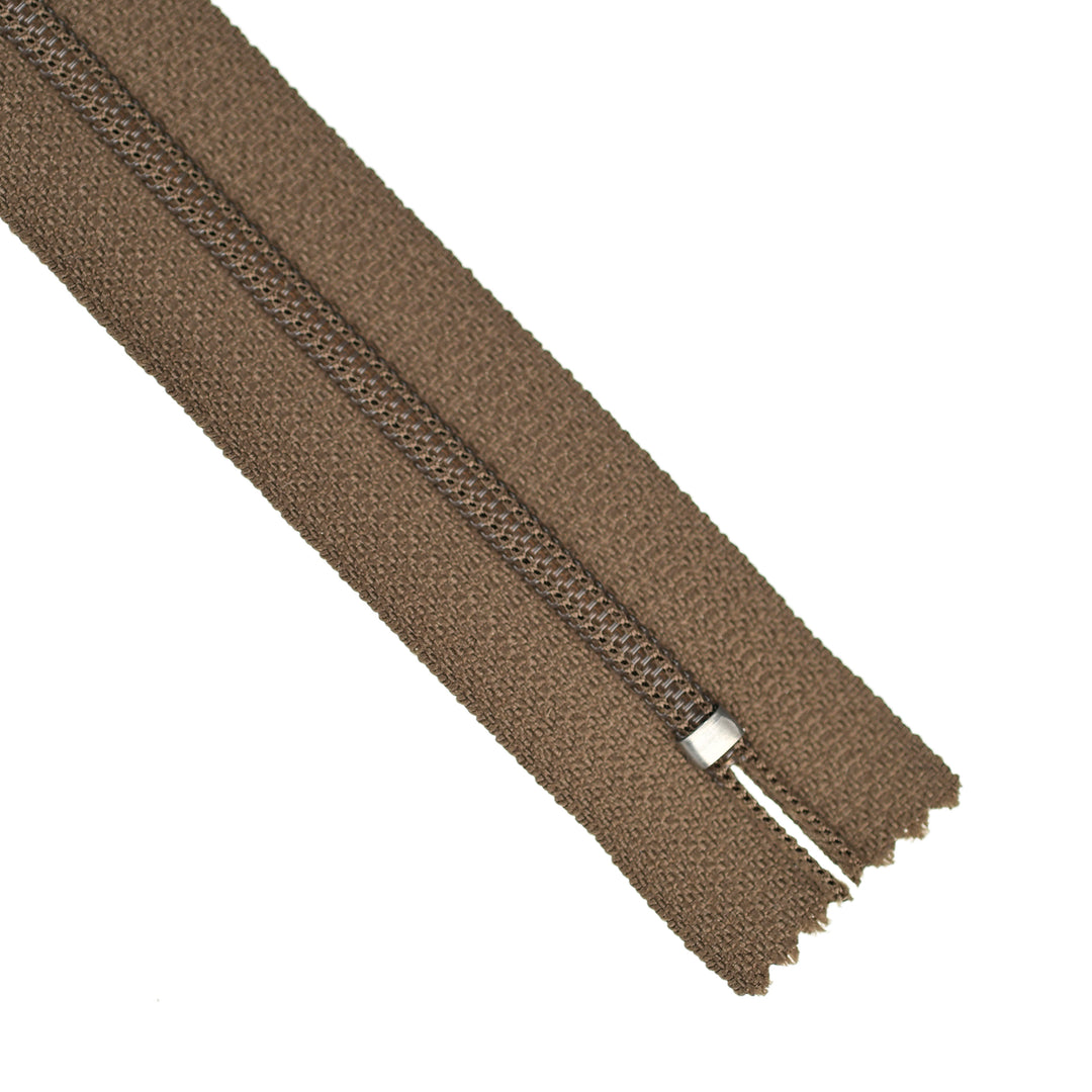 Brown zipper on a white background